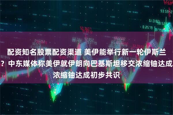 配资知名股票配资渠道 美伊能举行新一轮伊斯兰堡谈判吗？中东媒体称美伊就伊朗向巴基斯坦移交浓缩铀达成初步共识
